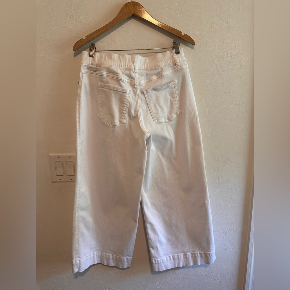 Spanx High Rise Cropped Wide Leg Pull-on Jeans in white Sz L - Picture 5 of 8